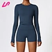 Get seamless comfort and style with our long sleeve workout set. Made with high-quality and stretchy fabric, our long sleeve workout set offers a comfortable and flattering fit.